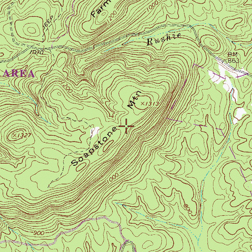 Topographic Map of Soapstone Mountain, GA