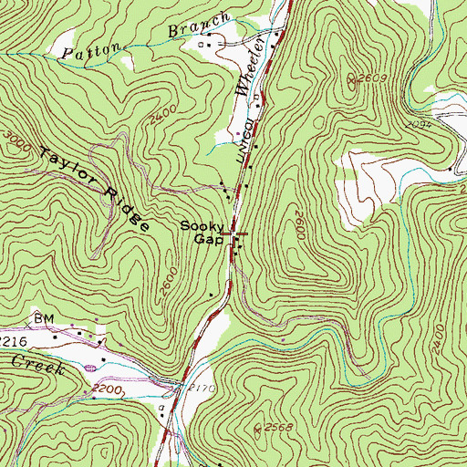 Topographic Map of Sooky Gap, GA