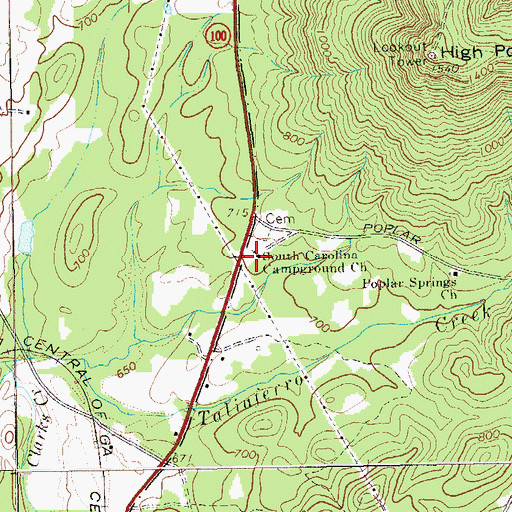 Topographic Map of South Carolina Campground Church, GA