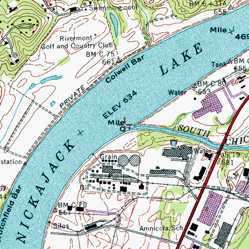Topographic Map of South Chickamauga Creek, TN