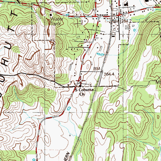 Topographic Map of South Cohutta Church, GA