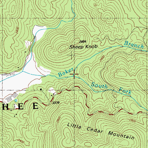 Topographic Map of South Fork Baker Branch, GA