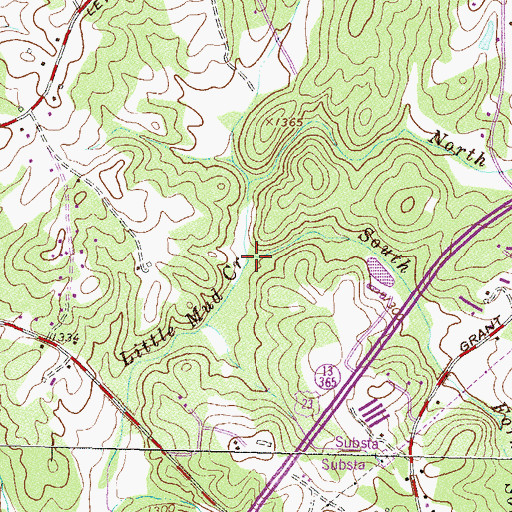Topographic Map of South Fork Little Mud Creek, GA