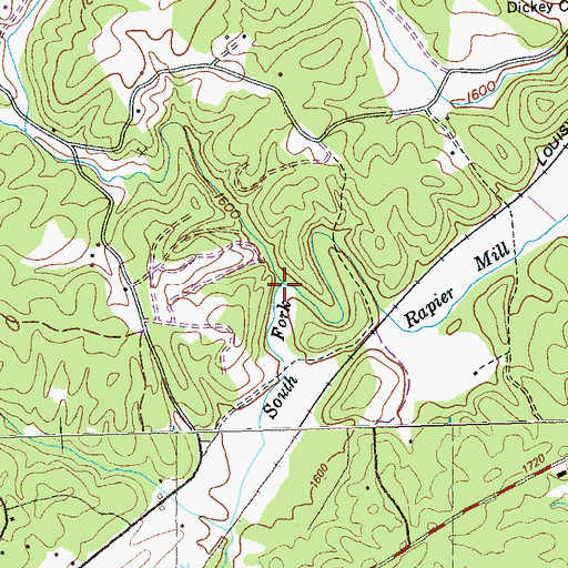 Topographic Map of South Fork Rapier Mill Creek, GA