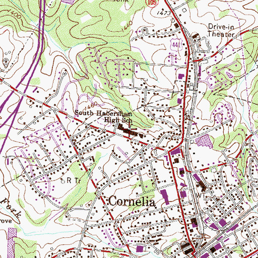 Topographic Map of South Habersham High School, GA
