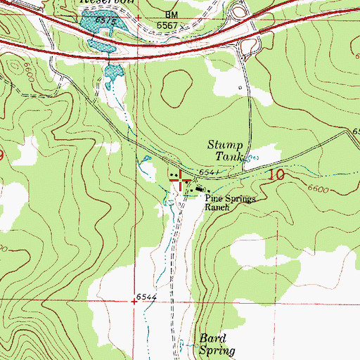 Topographic Map of Pine Springs Ranch, AZ