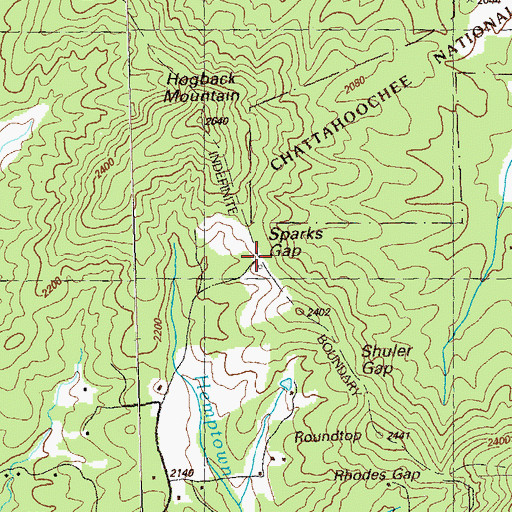 Topographic Map of Sparks Gap, GA