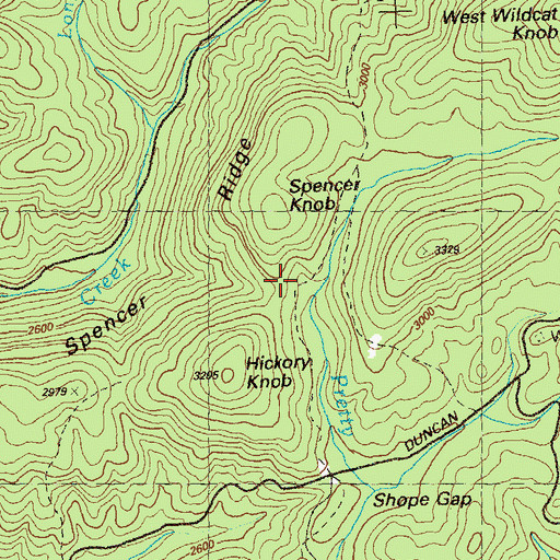 Topographic Map of Spencer Ridge, GA