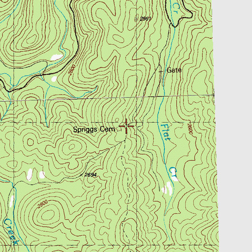 Topographic Map of Spriggs Cemetery, GA