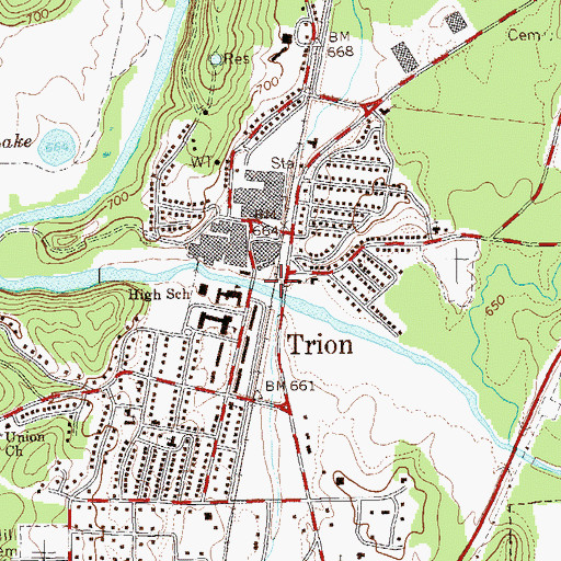 Topographic Map of Spring Branch, GA