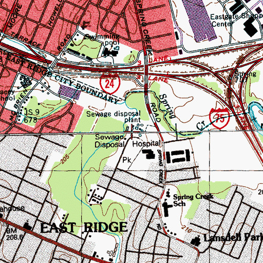 Topographic Map of Spring Creek, GA
