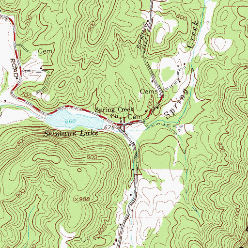 Topographic Map of Spring Creek Baptist Church, GA