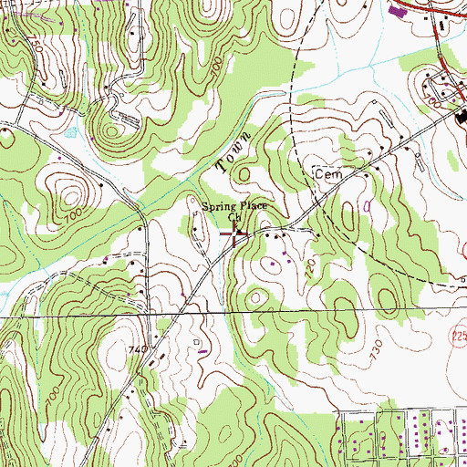 Topographic Map of Spring Place Church, GA