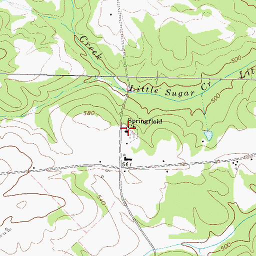 Topographic Map of Springfield Baptist Church, GA