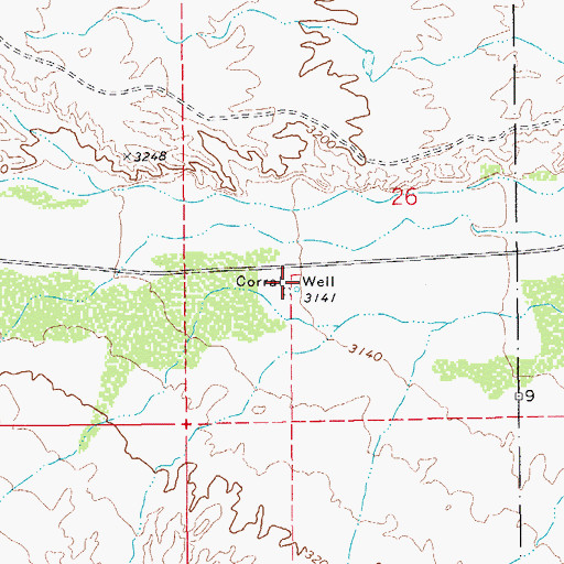 Topographic Map of Corral Well, AZ