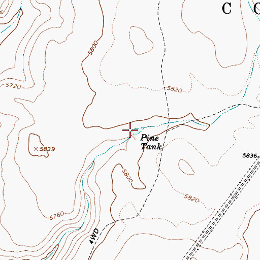 Topographic Map of Pine Tank, AZ