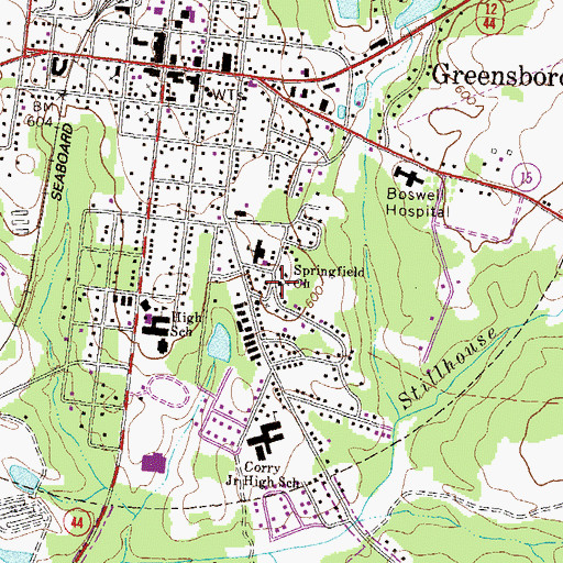 Topographic Map of Springfield Church, GA