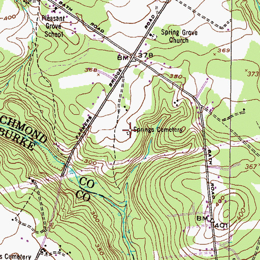 Topographic Map of Springs Cemetery, GA