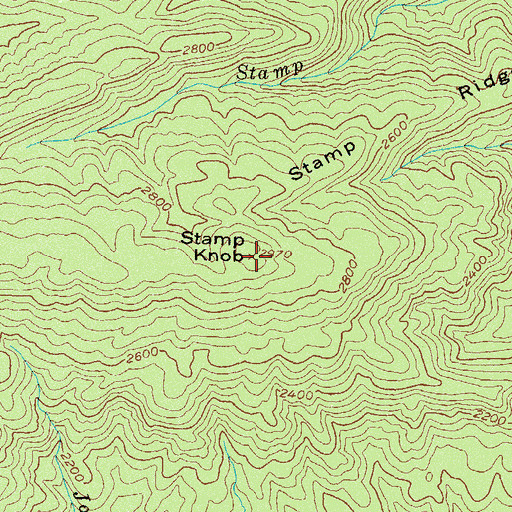 Topographic Map of Stamp Knob, GA