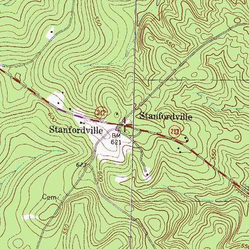 Topographic Map of Stanfordville, GA