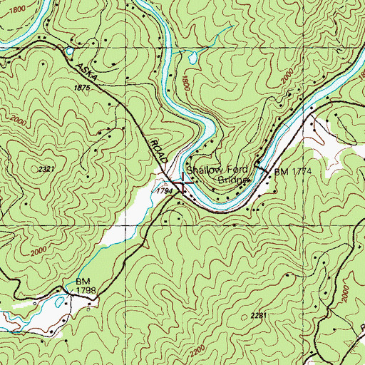 Topographic Map of Stanley Creek, GA