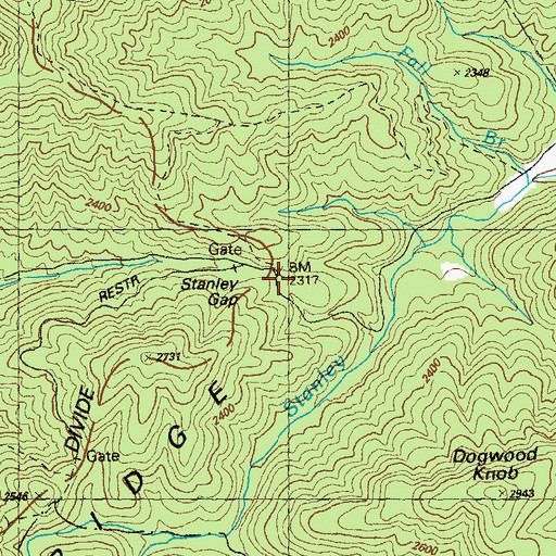 Topographic Map of Stanley Gap, GA