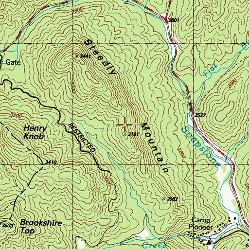 Topographic Map of Steedly Mountain, GA