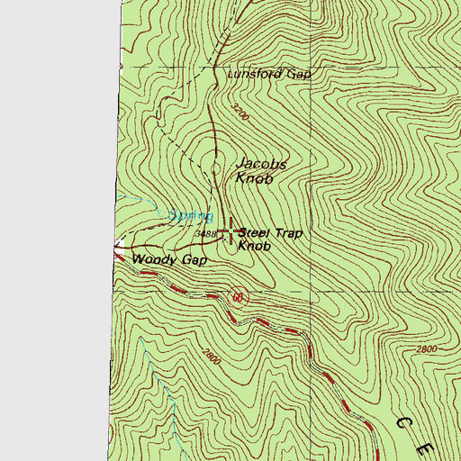 Topographic Map of Steel Trap Knob, GA