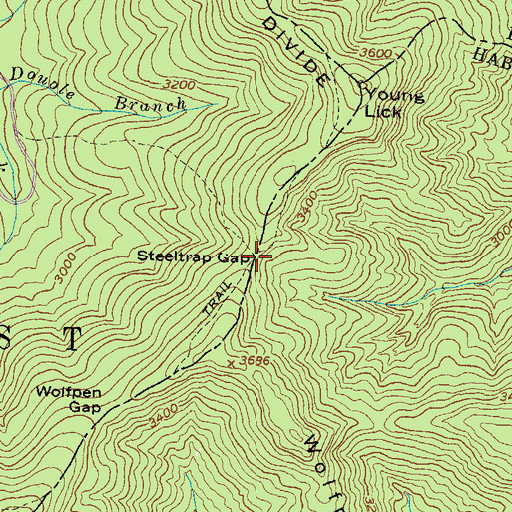 Topographic Map of Steeltrap Gap, GA