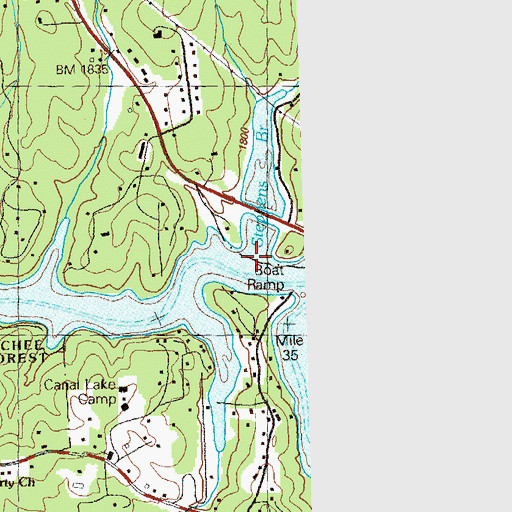 Topographic Map of Stephens Branch, GA