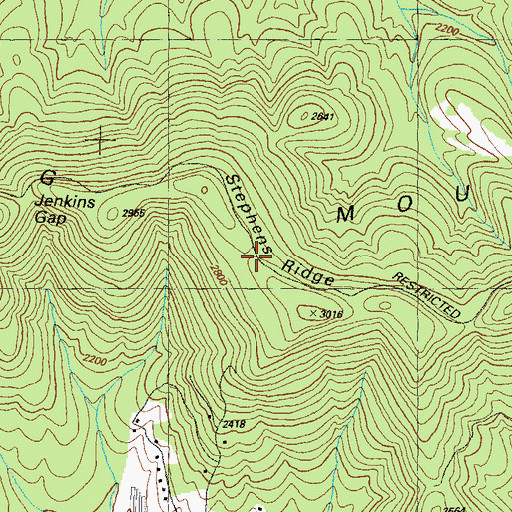 Topographic Map of Stephens Ridge, GA