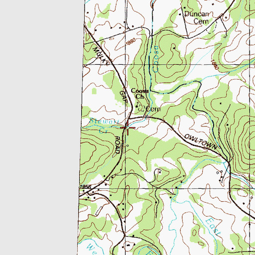 Topographic Map of Stewart Cove, GA