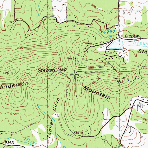 Topographic Map of Stewart Gap, GA