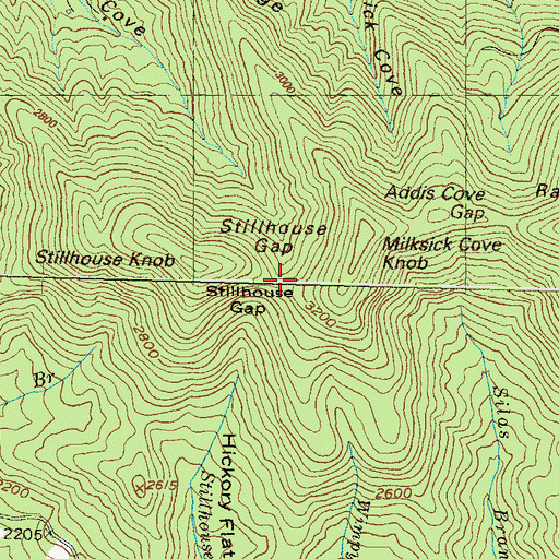 Topographic Map of Stillhouse Gap, GA