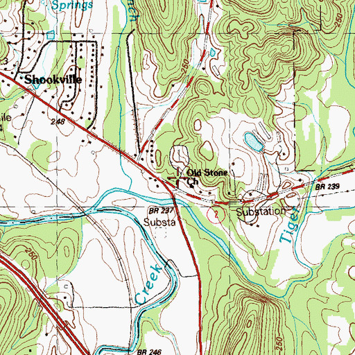 Topographic Map of Stone Church, GA