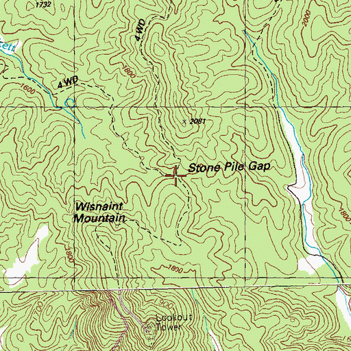 Topographic Map of Stone Pile Gap, GA