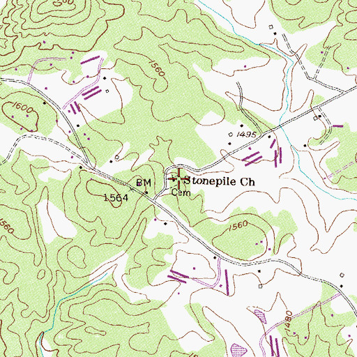 Topographic Map of Stonepile Church, GA