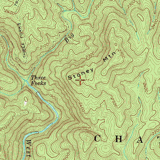 Topographic Map of Stoney Mountain, GA