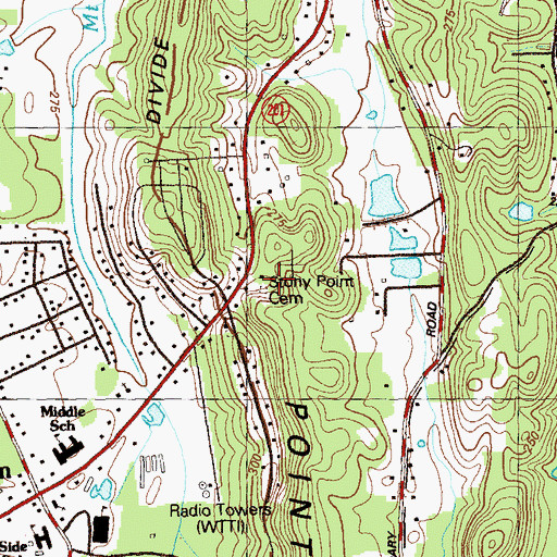 Topographic Map of Stony Point Cemetery, GA