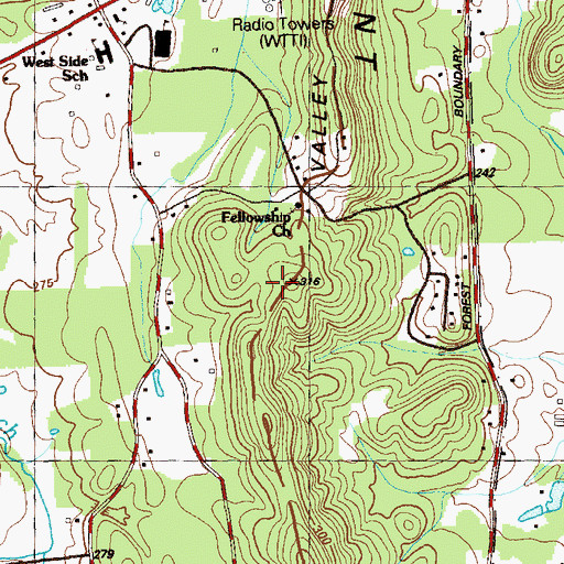 Topographic Map of Stony Point Ridge, GA