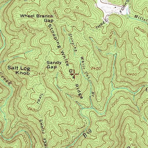 Topographic Map of Stooping White Oak Ridge, GA