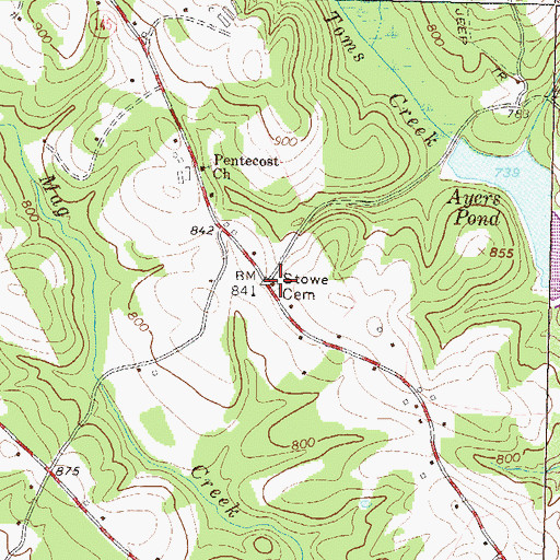 Topographic Map of Stowe Cemetery, GA
