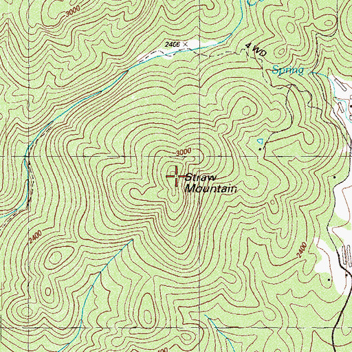 Topographic Map of Straw Mountain, GA