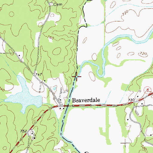 Topographic Map of Sugar Creek, GA