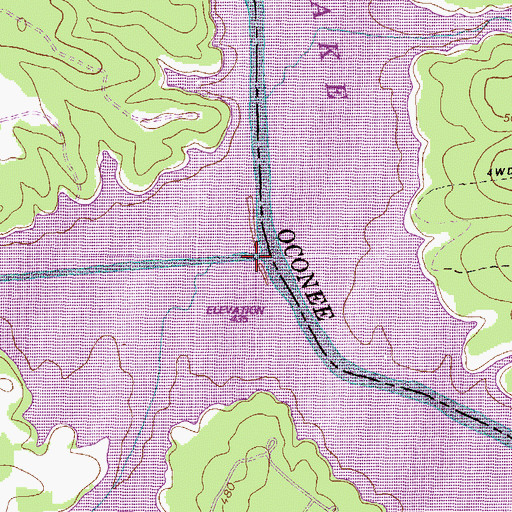 Topographic Map of Sugar Creek, GA