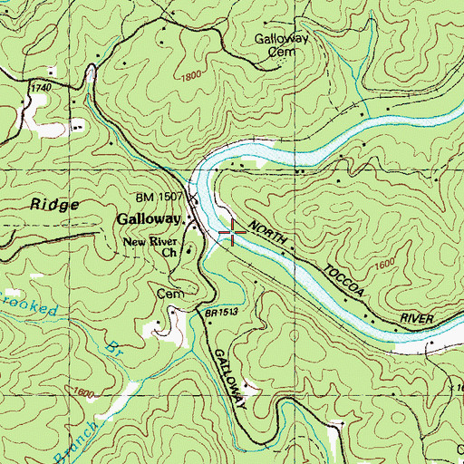 Topographic Map of Sugar Creek, GA