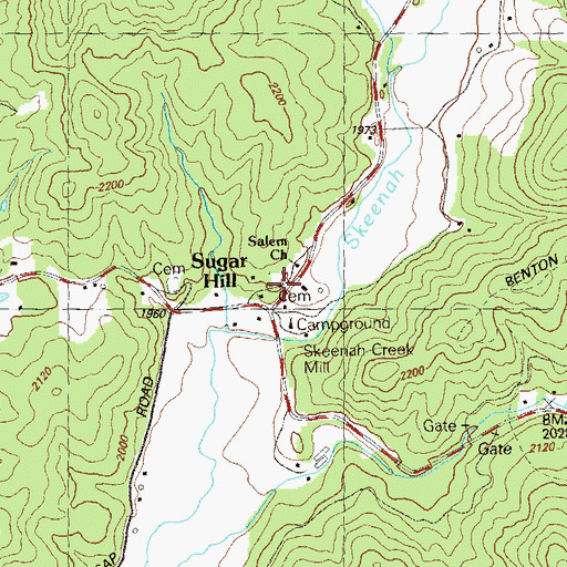 Topographic Map of Sugar Hill School, GA