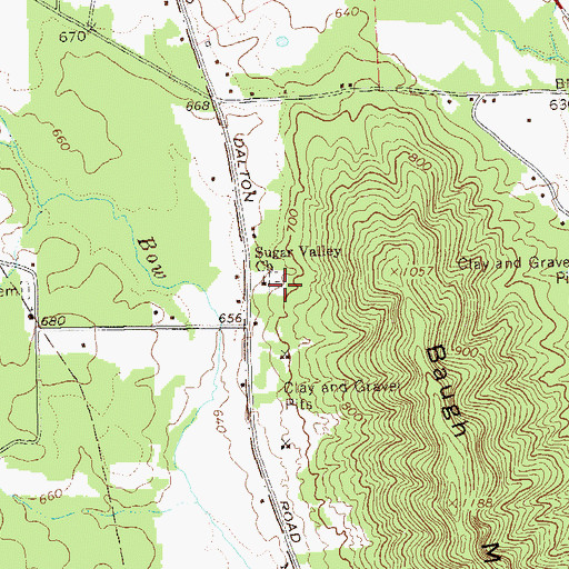 Topographic Map of Sugar Valley Church, GA