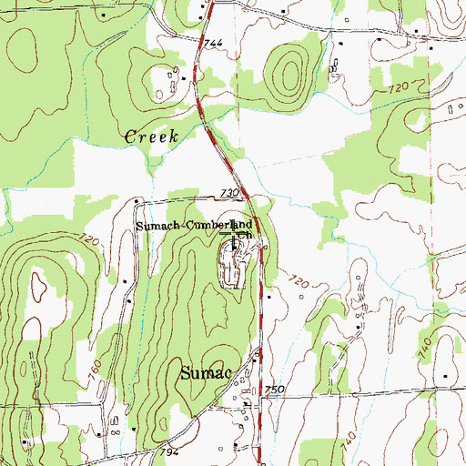 Topographic Map of Sumach-cumberland Church, GA