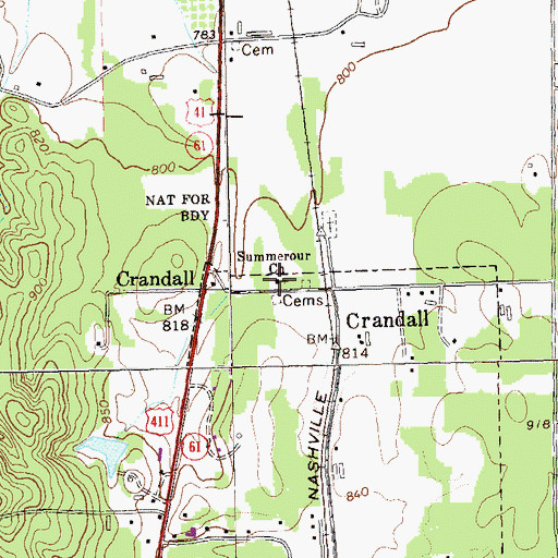 Topographic Map of Summerour Church, GA